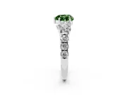 Heart-Shaped Three Stone Engagement Ring Setting for a Fancy Green Lab-Grown Diamond | Accented Shoulders | Platinum