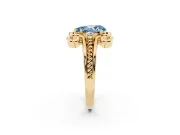 Pear-Shaped Scroll Engagement Ring Setting for a Fancy Blue Lab-Grown Diamond | Yellow Gold