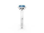 Fancy Blue Radiant Cut Diamond Halo Ring Set in White gold with Cathedral Band and Prong Setting