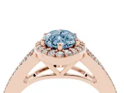 Marquise Split Shank Halo Engagement Ring Setting for a Fancy Blue Lab-Grown Diamond | Rose Gold