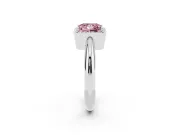 Princess Cut Halo Engagement Ring Setting for a Fancy Pink Lab-Grown Diamond | Plain Tapered Band | White Gold