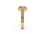 Oval Halo Engagement Ring Setting for a Fancy Pink Lab-Grown Diamond | Yellow Gold