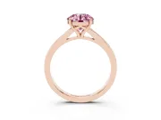 Round Pave Solitaire Engagement Ring Setting for a Fancy Pink Lab-Grown Diamond | Sweeping Shoulders | Rose Gold