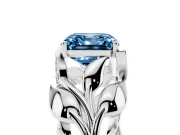 Asscher Cut Leaf Bypass Engagement Ring Setting for a Fancy Blue Lab-Grown Diamond | Sterling Silver