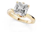 Asscher Cut Tapered Solitaire Engagement Ring Setting | Claw Prong Head | Yellow Gold