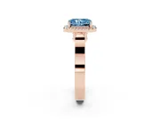 Radiant Cut Halo Engagement Ring Setting for a Fancy Blue Lab-Grown Diamond | Pavé Panel Shoulders | Rose Gold