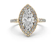 Marquise Pave Halo Engagement Ring Setting | Pave Band | Yellow Gold