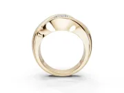 Round Three Stone Bypass Engagement Ring Setting | Sculpted Crossover Band | Yellow Gold