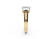 Emerald Cut Three Stone Engagement Ring Setting | Basket Prong Heads | Yellow Gold