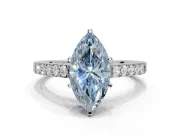 Marquise Pavé Solitaire Engagement Ring Setting for a Fancy Blue Lab-Grown Diamond | Crossover Gallery | Platinum