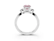 Fancy Pink Three-Stone Oval Cut Diamond Twist Band Ring Set in White gold with Pavé Accents and Prong Setting