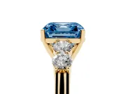 Asscher Cut 5 Stone Engagement Ring Setting for a Fancy Blue Lab-Grown Diamond | Yellow Gold