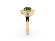 Heart-Shaped Milgrain Sectioned Halo Engagement Ring Setting for a Fancy Green Lab-Grown Diamond | Yellow Gold