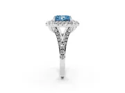 Radiant Cut Halo Split Shank Engagement Ring Setting for a Fancy Blue Lab-Grown Diamond | Sterling Silver