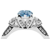 Pear-Shaped Hidden Halo Three Stone Engagement Ring Setting for a Fancy Blue Lab-Grown Diamond | Sterling Silver