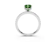 Fancy Green Cushion Cut Diamond Pavé Band Ring Set in White gold with Prong-Set Center Stone
