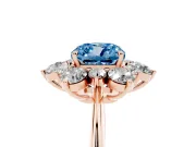 Cushion Cut Cluster Halo Engagement Ring Setting for a Fancy Blue Lab-Grown Diamond | Rose Gold