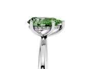 Fancy Green Pear Cut Diamond Solitaire Engagement Ring Set in Silver with Prong Setting and Polished Band