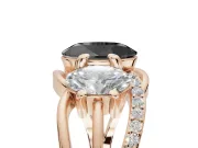 Oval Three Stone Split Shank Engagement Ring Setting for a Black Center | Matching Sides | Rose Gold