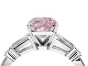 Cushion Cut Tapered Baguette Engagement Ring Setting for a Fancy Pink Lab-Grown Diamond | Sterling Silver