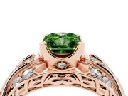 Radiant Cut Art Deco Engagement Ring Setting for a Fancy Green Lab-Grown Diamond | Rose Gold
