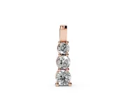 Round Lab-Grown Diamond Three-Stone Vertical Pendant Necklace | Shared Prongs | Rose Gold