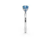 Fancy Blue Cushion Cut Diamond Solitaire Ring Set in Silver with Thin Band and Prong Setting