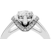 Radiant Cut Pavé Collar Solitaire Engagement Ring Setting | Wide Polished Band | White Gold