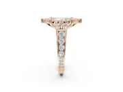 Marquise Halo Side Cluster Engagement Ring Setting | Graduated Channel Band | Rose Gold