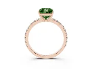 Princess Cut Pave Engagement Ring Setting for a Fancy Green Lab-Grown Diamond | Shared Prong Band | Rose Gold