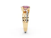 Radiant Cut Graduated Bypass Engagement Ring Setting for a Fancy Pink Lab-Grown Diamond | Split Shank | Yellow Gold