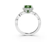 Princess Cut Milgrain Halo Engagement Ring Setting for a Fancy Green Lab-Grown Diamond | Graduated Shoulders | Platinum