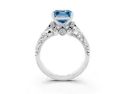 Asscher Cut Filigree Solitaire Engagement Ring Setting for a Fancy Blue Lab-Grown Diamond | Platinum