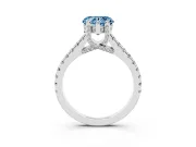 Heart-Shaped Hidden Halo Pave Engagement Ring Setting for a Fancy Blue Lab-Grown Diamond | Claw Prongs | White Gold