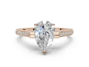 Pear-Shaped Vintage Cathedral Engagement Ring Setting | Carved Band | Rose Gold