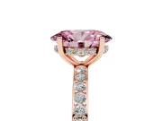 Fancy Pink Oval Cut Diamond Pavé Band Ring Set in Rose gold with Prong-Set Center Stone