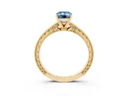 Emerald Cut Engraved Engagement Ring Setting for a Fancy Blue Lab-Grown Diamond | Yellow Gold