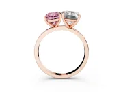 Fancy Pink Radiant Cut and Emerald Cut Toi Moi Ring Set in Rose gold with Prong Setting