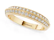 Round Diamond Pavé Eternity Band Set in Yellow gold with Milgrain Edging
