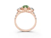 Marquise Three Stone Engagement Ring Setting for a Fancy Green Lab-Grown Diamond | Accented Shoulders | Rose Gold