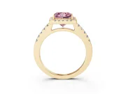 Princess Cut Halo Engagement Ring Setting for a Fancy Pink Lab-Grown Diamond | Single Row Pavé Band | Yellow Gold