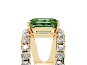 Emerald Cut Split Shank Pavé Engagement Ring Setting for a Fancy Green Lab-Grown Diamond | Yellow Gold