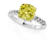 Cushion Cut Engagement Ring Setting for a Fancy Yellow Lab-Grown Diamond | White Gold - Design NV-24649