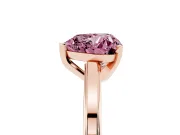 Fancy Pink Heart Cut Diamond Solitaire Ring Set in Rose gold with Prong Setting and Classic Band