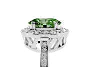 Oval Halo Engagement Ring Setting for a Fancy Green Lab-Grown Diamond | Polished Halo Rim | White Gold
