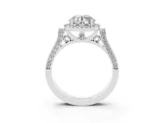 Round Halo Engagement Ring Setting | Pavé Panel Shoulders | Platinum