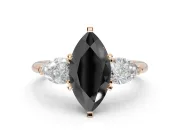 Marquise Three-Stone Engagement Ring Setting for a Black Center | Pear Side Stones | Rose Gold