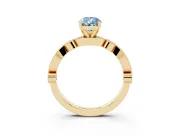 Fancy Blue Pear Cut Diamond Solitaire Engagement Ring Set in Yellow gold with Milgrain Bezel Accent Band