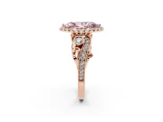 Marquise Vintage Halo Engagement Ring Setting for a Fancy Pink Lab-Grown Diamond | Bezel Shoulder Accents | Rose Gold