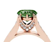 Heart-Shaped Graduated Pavé Engagement Ring Setting for a Fancy Green Lab-Grown Diamond | Rose Gold